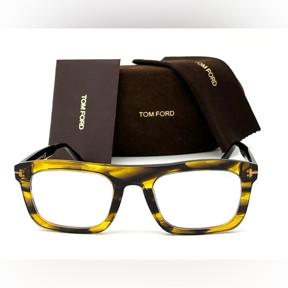 Tom Ford FT5757-B 055 Striped Havana / Blue Block 52mm Eyeglasses TF5488-B - Picture 2 of 4
